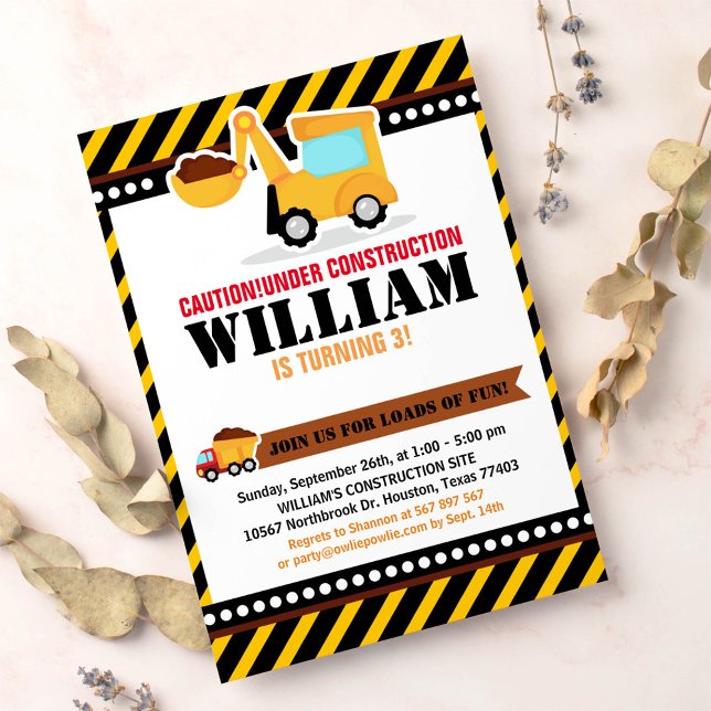 UNDER CONSTRUCTION Birthday Party Invitation (Creator Uploaded)