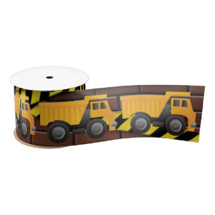 Under Construction Brick Dump Truck Birthday Party Satin Ribbon