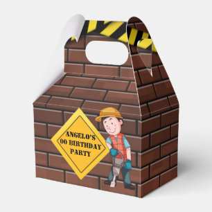 Under Construction Bricks Birthday Party Favor Box
