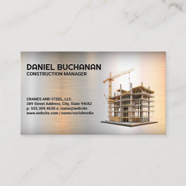 Under Construction Building in Progress Business Card (Front)