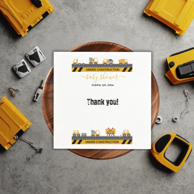 Under Construction Bulldozer Baby Shower Napkin (Creator Uploaded)