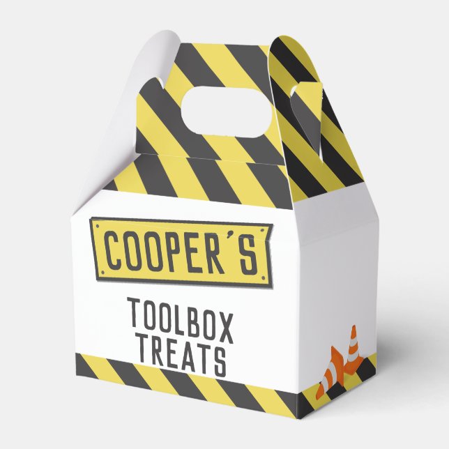 Under Construction Dump Truck Birthday Any Age Favor Box (Front Side)