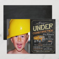 Under Construction Dump Truck Birthday Invitation