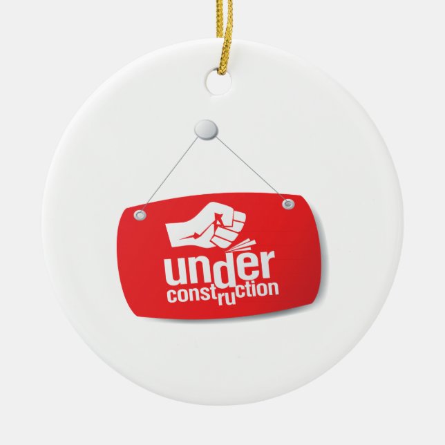 Under Construction Fist Pound Sign Ceramic Ornament (Front)