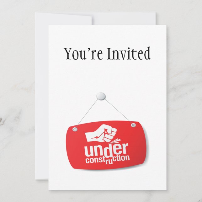 Under Construction Fist Pound Sign Invitation (Front)
