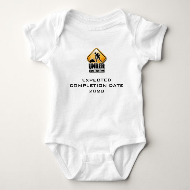 Under Construction Funny Baby Grow Bodysuit (Front)