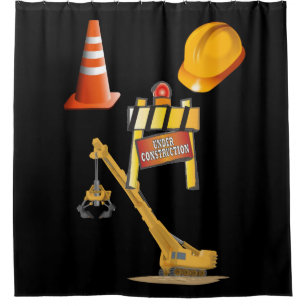 Under construction man cave showercurtain