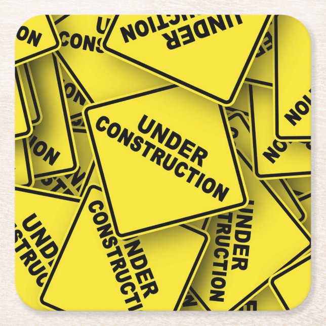 Under Construction Signs Square Paper Coaster (Front)