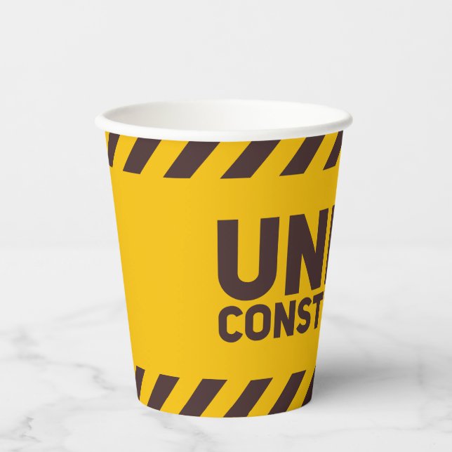 Under Construction Street Sign Graphic Paper Cups (Front)