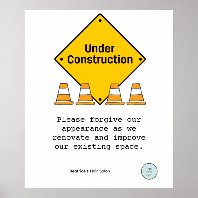 Under Construction with Cones Custom Renovation   Poster (Front)