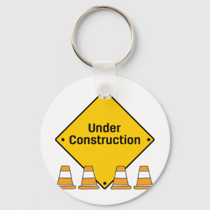 Under Construction with Cones Keychain