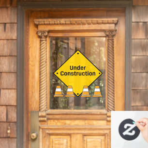 Under Construction with Cones  Window Cling