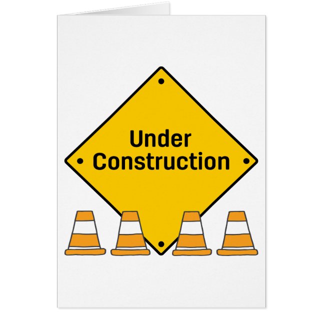 Under Construction with Safety Cones Card (Front)