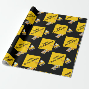Under Construction with Trucks Wrapping Paper