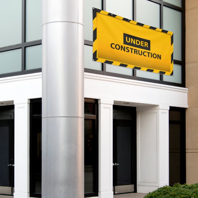 Under Construction Yellow Hazard Large Banner (Outside Building)