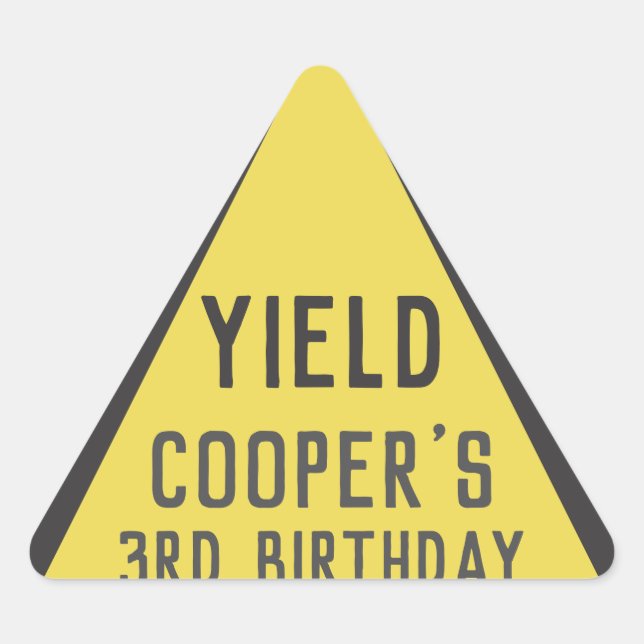 Under Construction Yield Sign Any Age Birthday Triangle Sticker (Front)
