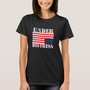 Under Distress Upside Down Tattered American Flag T-Shirt