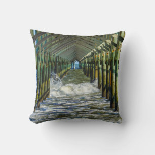 Under Folly Beach Pier Throw Pillow