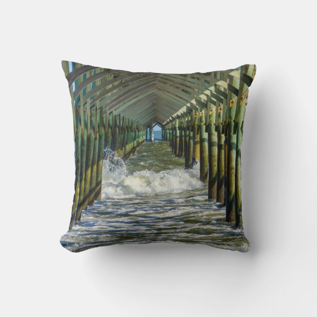 Under Folly Beach Pier Throw Pillow (Front)
