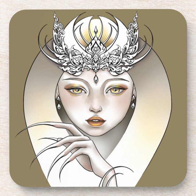 Under hard plastic glass Goddess of the moon Coaster (Front)