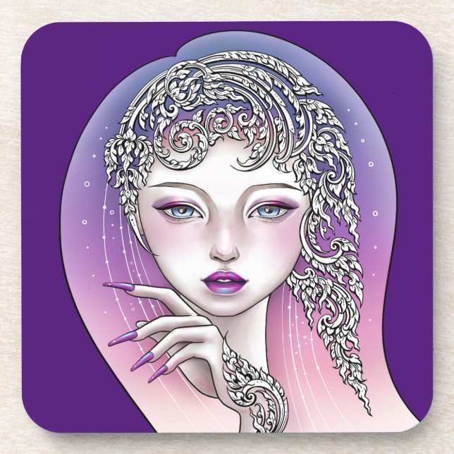 Under hard plastic glass Goddess of the Night Coaster (Front)