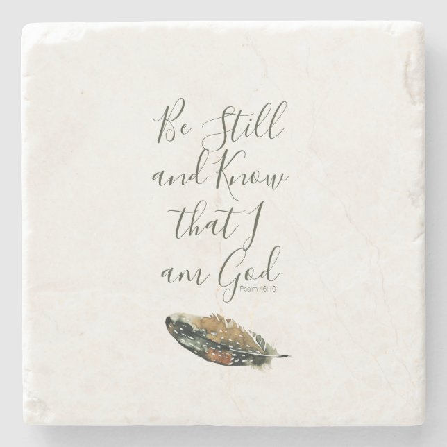Under His Wings, Psalm 46 Stone Coaster (Front)