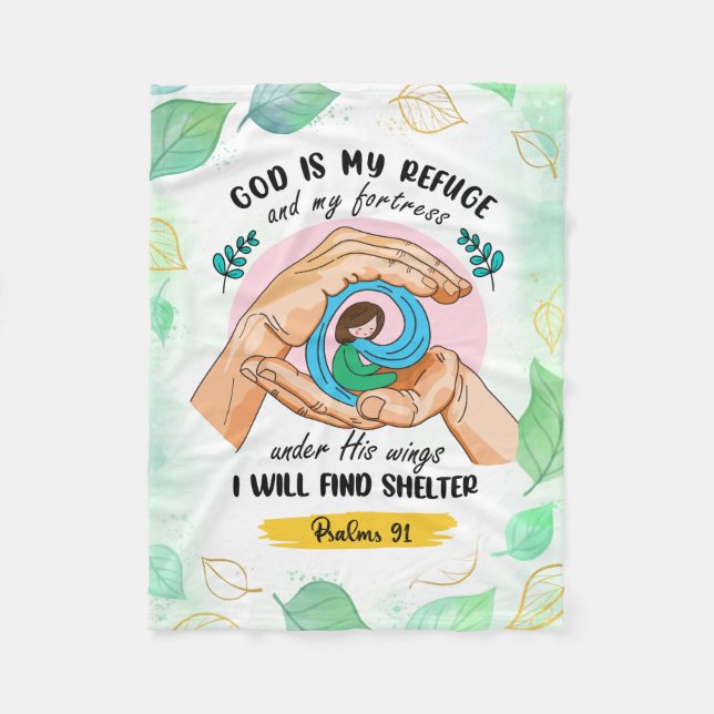 Under His Wings Psalm 91 Fleece blanket (Front)