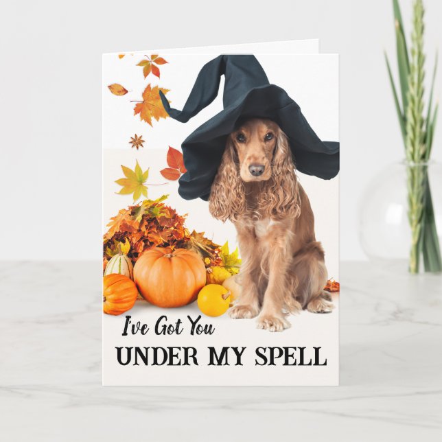Under My Spell Halloween Cocker Spaniel  Card (Front)
