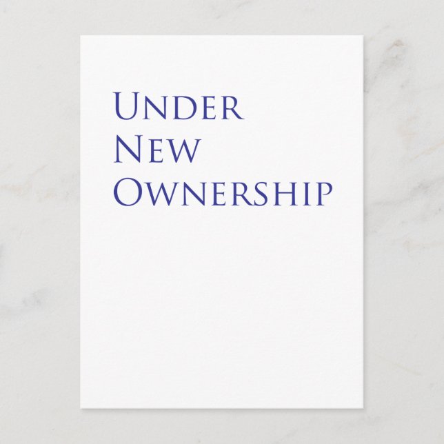 Under new ownership postcard (Front)