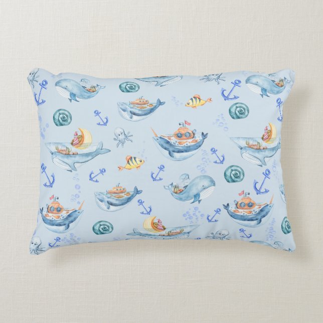 Under Sea Creatures & Marine Life  Accent Pillow (Front)