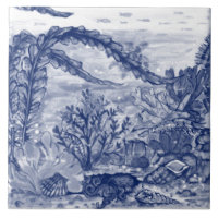 Under Sea Dark Blue Ocean Scene Octopus Mural Pc#5