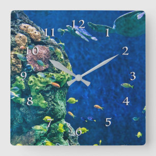 Under Sea Turtle Garden Square Wall Clock