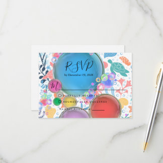 Under Sea Water Theme for Wedding RSVP Card