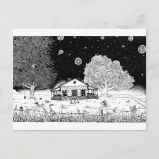Under Stars Pen and Ink Illustration Postcard