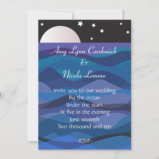 Under Stars Wedding Invitation Beach Destination (Front)