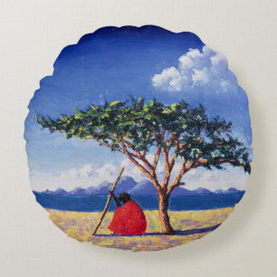Under the Acacia Tree 1991 Round Pillow