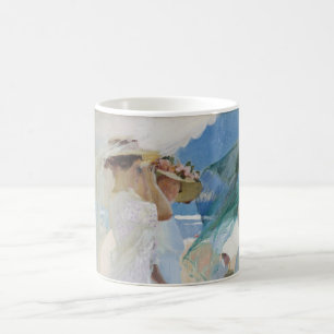 Under the Awning, Beach Scene Watercolor Coffee Mug