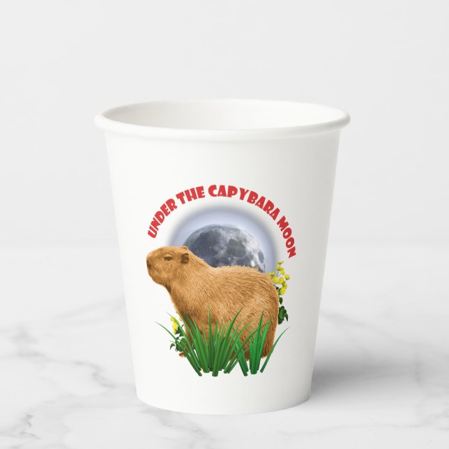Under the Capybara Moon Cute Animal Paper Cups (Front)