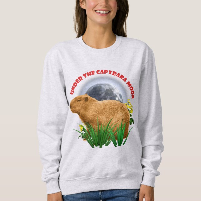 Under the Capybara Moon Cute Animal Sweatshirt (Front)