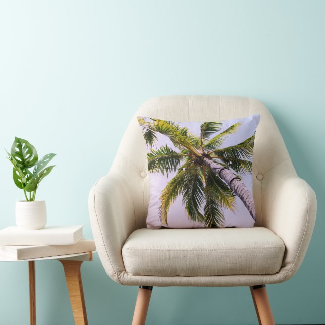 Under the Caribbean Palm Tree 1 Throw Pillow (Chair)