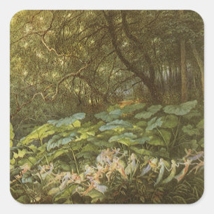 Under the Dock Leaves by Richard Doyle, Fairy Art Square Sticker