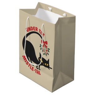 Under the Mistletoe Catmas Retro Midcentury Cat Medium Gift Bag