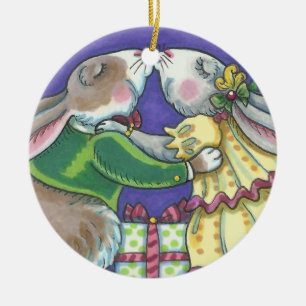 Under The Mistletoe CHRISTMAS RABBITS ORNAMENT