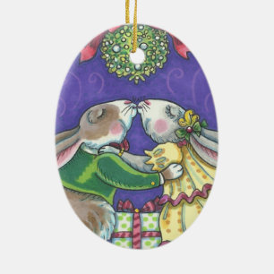 Under The Mistletoe CHRISTMAS RABBITS ORNAMENT