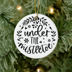 Under The Mistletoe Modern Ceramic Ornament