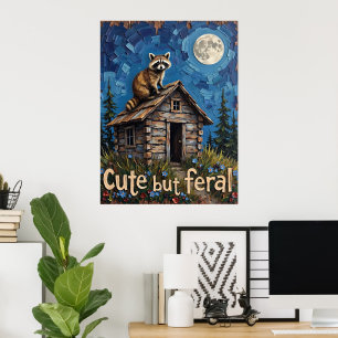 Under the Moon: Raccoon's High Perch Poster