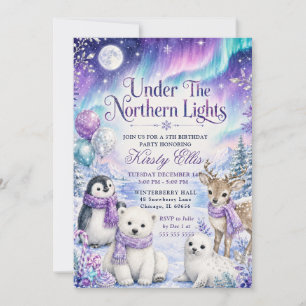 Under The Northern Lights 5th Birthday Invitation
