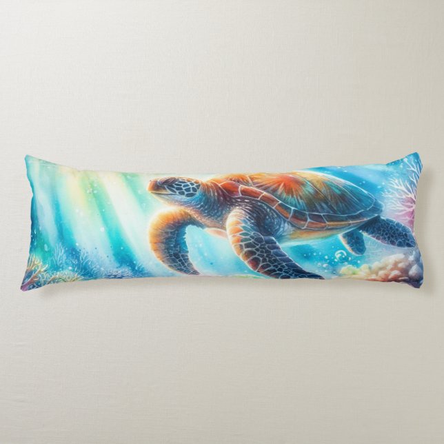 Under the ocean sea turtle body pillow (Front)