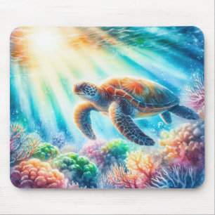 Under the ocean sea turtle mouse pad