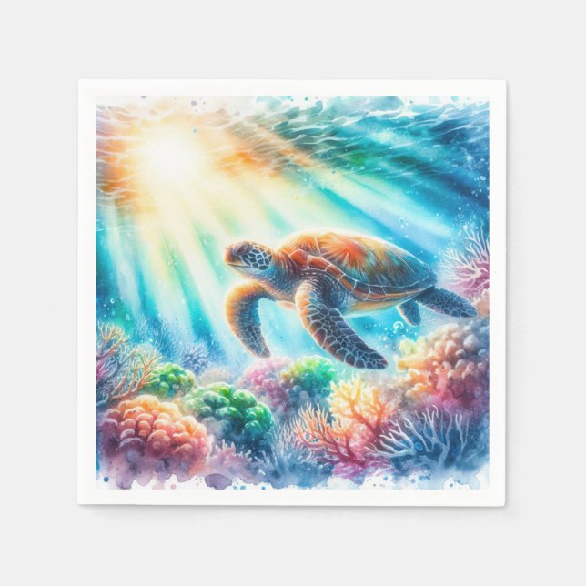 Under the ocean sea turtle napkin (Front)